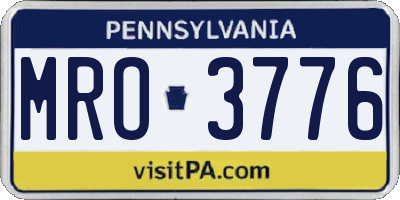 PA license plate MRO3776