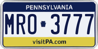 PA license plate MRO3777