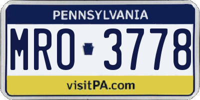 PA license plate MRO3778