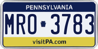 PA license plate MRO3783