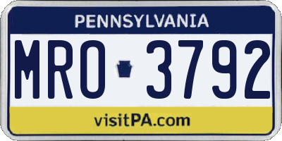 PA license plate MRO3792