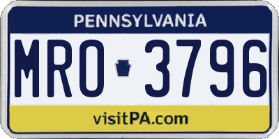 PA license plate MRO3796