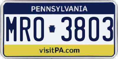 PA license plate MRO3803