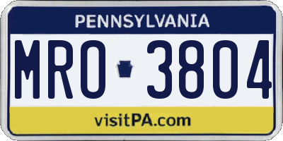PA license plate MRO3804