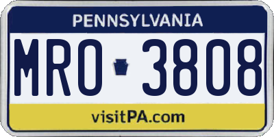 PA license plate MRO3808