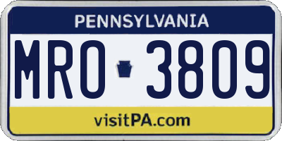 PA license plate MRO3809