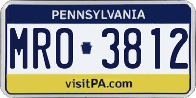 PA license plate MRO3812