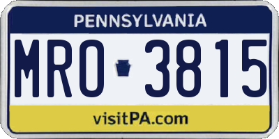 PA license plate MRO3815