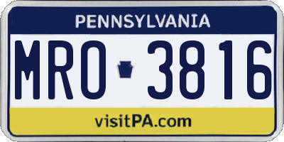 PA license plate MRO3816