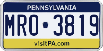 PA license plate MRO3819