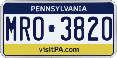 PA license plate MRO3820