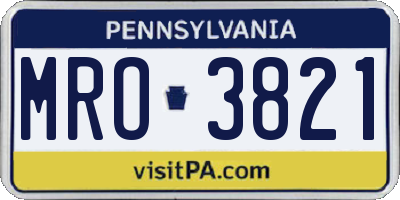 PA license plate MRO3821