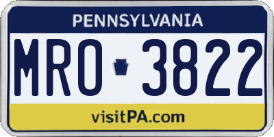 PA license plate MRO3822