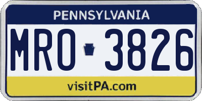 PA license plate MRO3826