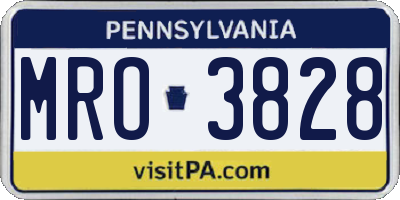 PA license plate MRO3828