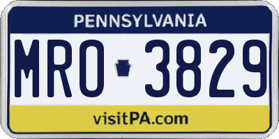 PA license plate MRO3829