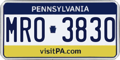 PA license plate MRO3830