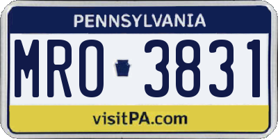 PA license plate MRO3831