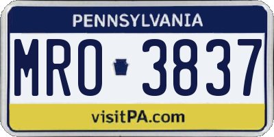 PA license plate MRO3837