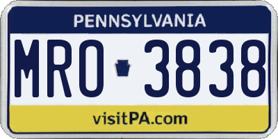 PA license plate MRO3838