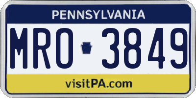PA license plate MRO3849