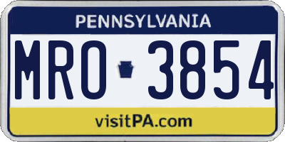 PA license plate MRO3854