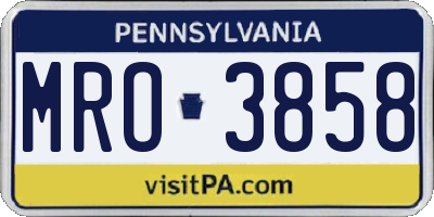 PA license plate MRO3858