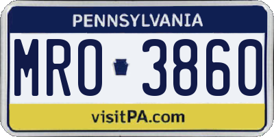 PA license plate MRO3860