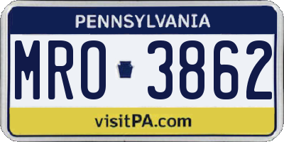 PA license plate MRO3862