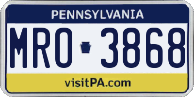PA license plate MRO3868