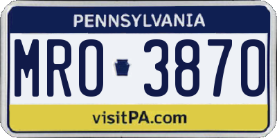 PA license plate MRO3870