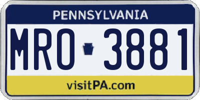 PA license plate MRO3881
