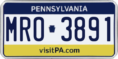 PA license plate MRO3891