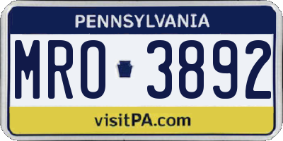PA license plate MRO3892