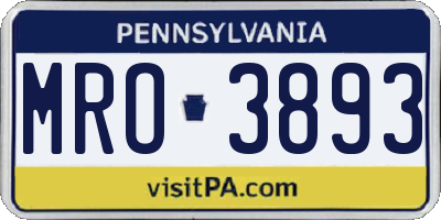 PA license plate MRO3893