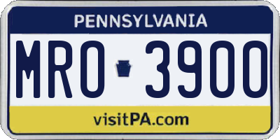 PA license plate MRO3900
