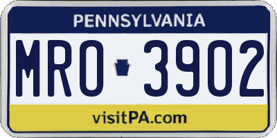 PA license plate MRO3902