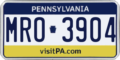 PA license plate MRO3904