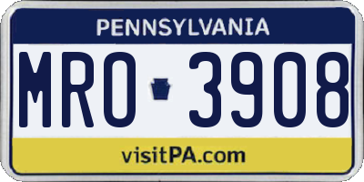 PA license plate MRO3908