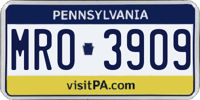 PA license plate MRO3909