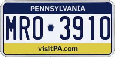 PA license plate MRO3910