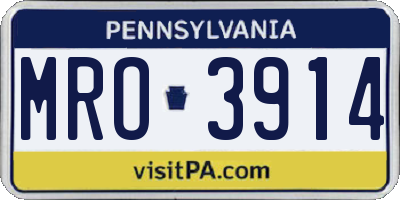 PA license plate MRO3914