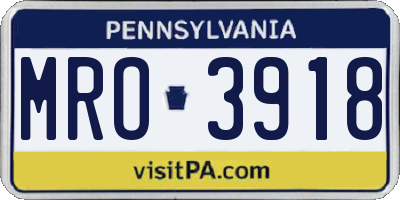 PA license plate MRO3918