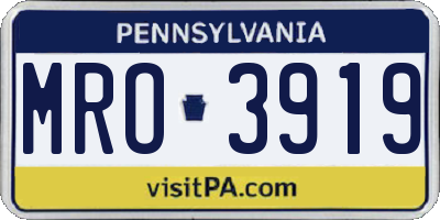 PA license plate MRO3919