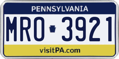 PA license plate MRO3921