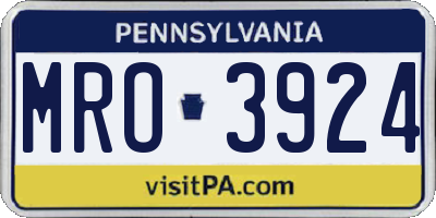PA license plate MRO3924