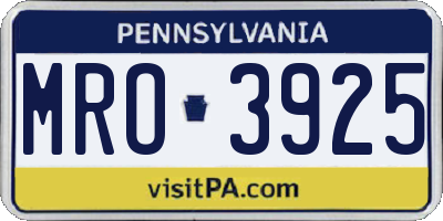 PA license plate MRO3925