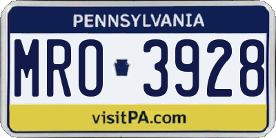 PA license plate MRO3928