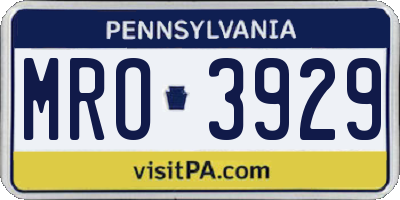 PA license plate MRO3929