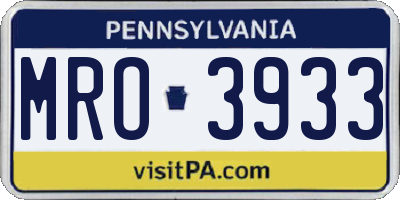 PA license plate MRO3933
